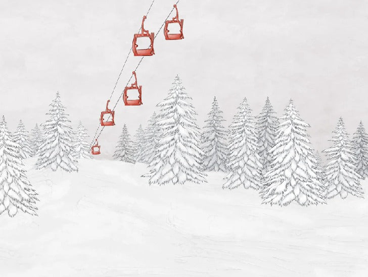 Papier peint montagne télécabine rouge