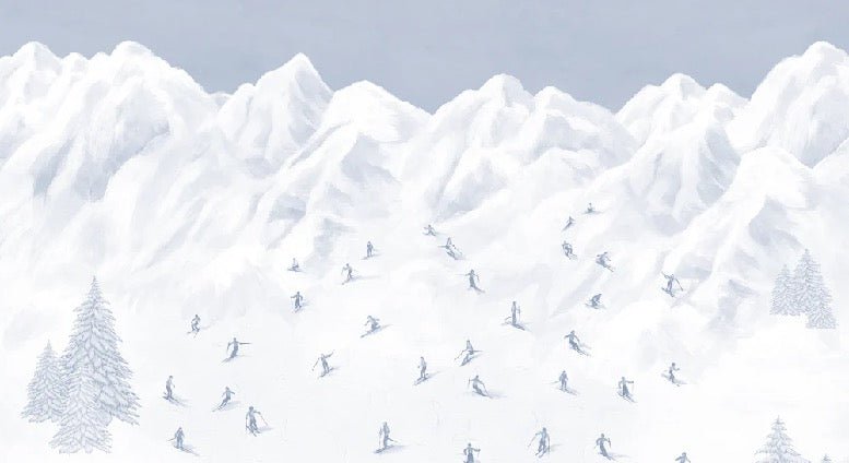 Tapete Berg Skifahrer blau