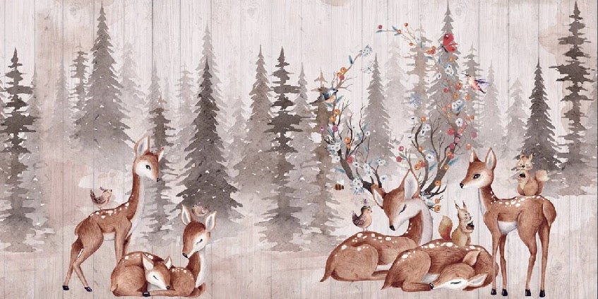 Papier peint chambre enfant douces biches, XXL, tendance