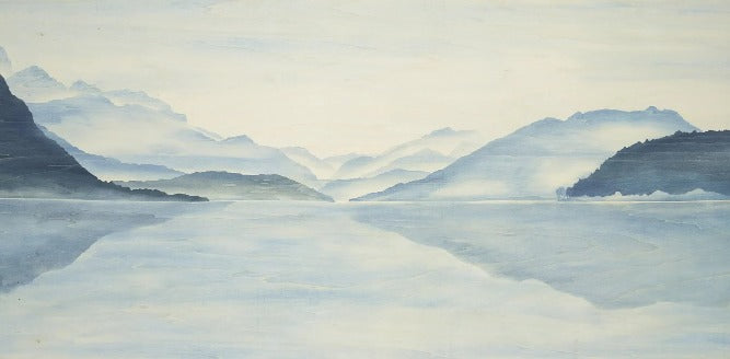 Papier Peint Vue Grand Albigny | Les Bleus du Lac® wallpaper
