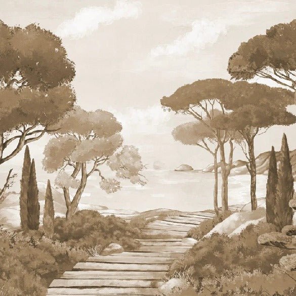 Papier peint balade dans les calanques monochrome, XXL, tendance