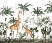 Papier peint famille girafes