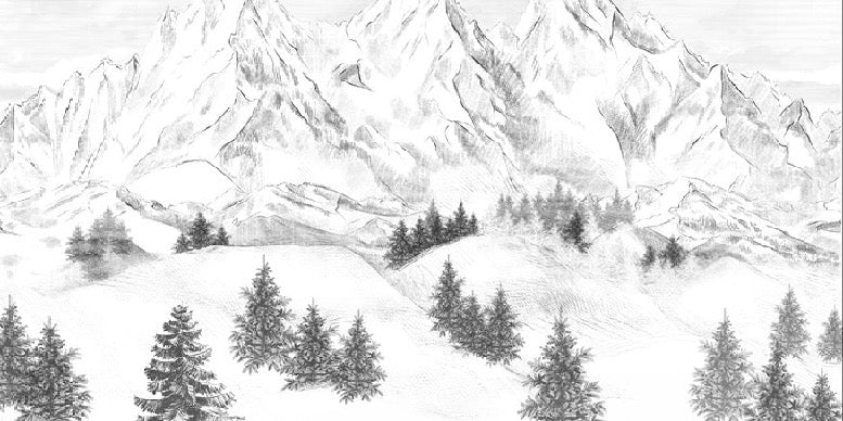 Papier peint montagne sommets de Chamonix, XXL, tendance