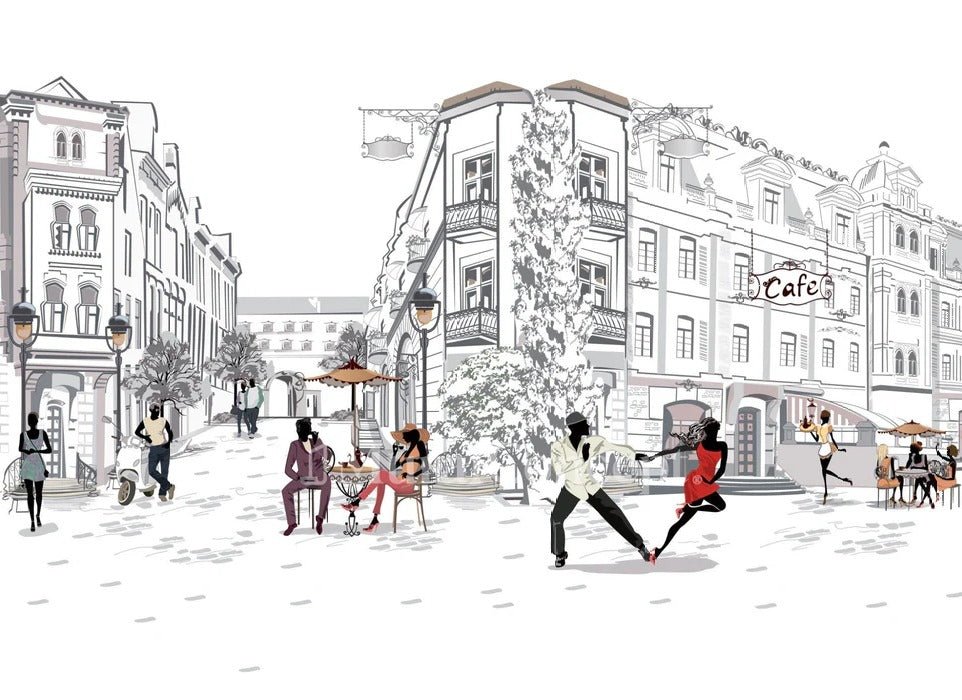 Papier peint restaurant balade parisienne, XXL, tendance