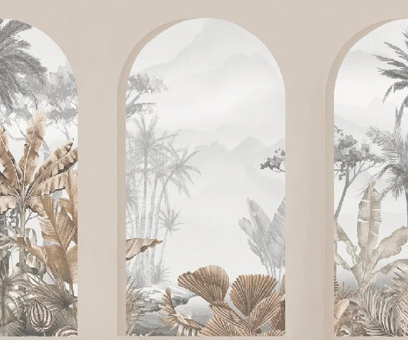 Papier peint arches tropicales sépia