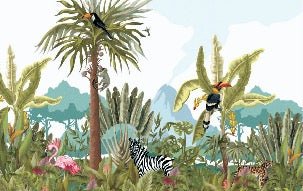 Papier peint panoramique jungle enfant