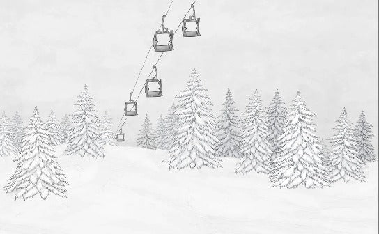 Carta da parati in bianco e nero per gondola di montagna