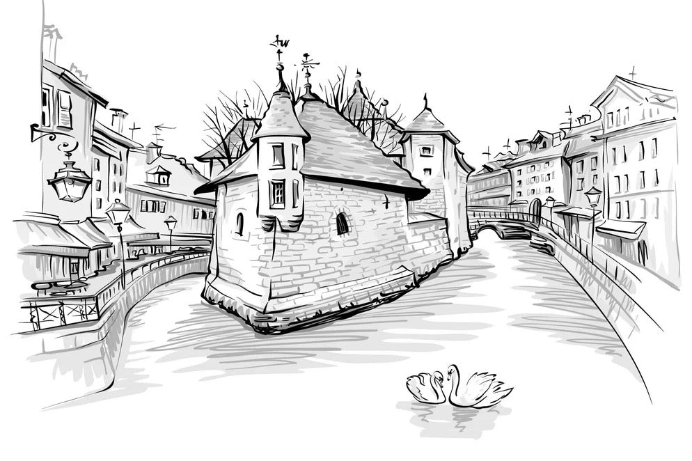 Venezia delle Alpi carta da parati in bianco e nero