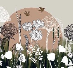 Papier peint panoramique illustration florale, XXL, tendance