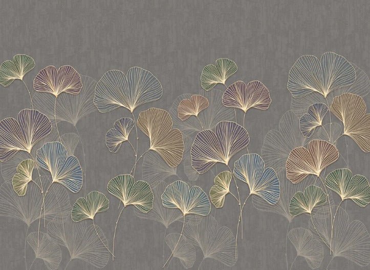 Carta da parati panoramica di tendenza in ginkgo asia