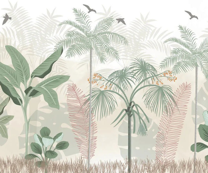 Papier peint panoramique jungle pastel, XXL, tendance