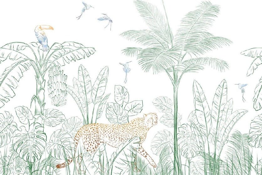 Green leopard jungle wallpaper