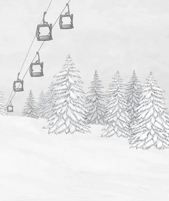 Black & white gondola mountain wallpaper