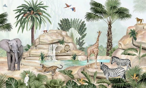 Papier peint enfant oasis animale