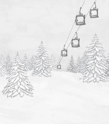 Papel pintado blanco y negro góndola montaña