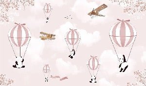 Papier peint chambre enfant Panda nuage rose, XXL, tendance