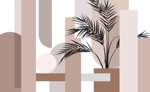 Papier peint panoramique géométrique terracotta, XXL, tendance