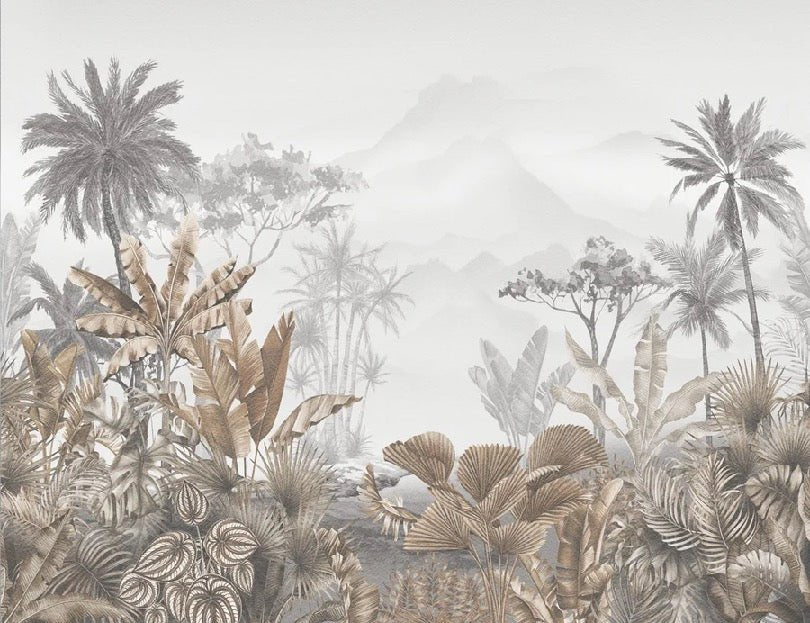 Papier peint tendance tropical sepia, XXL, tendance