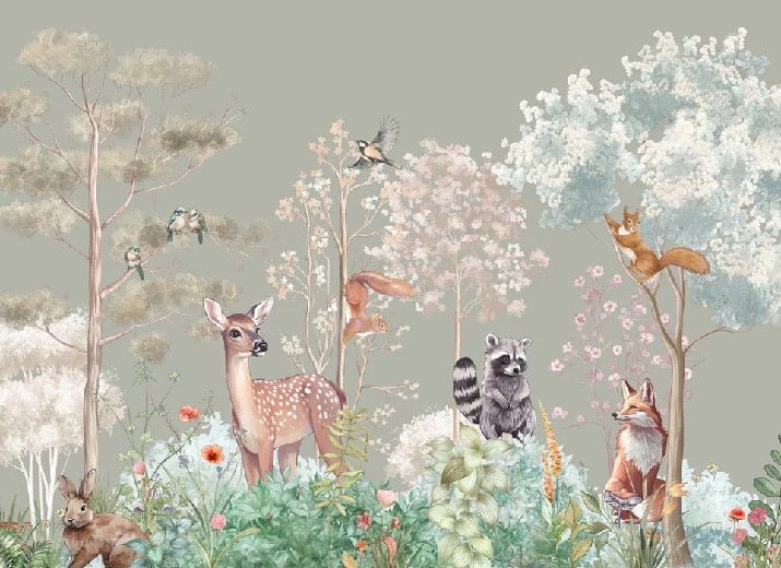Carta da parati per la cameretta dei bambini Magic nature sage
