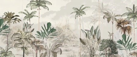 Papier peint panoramique jungle eden vert