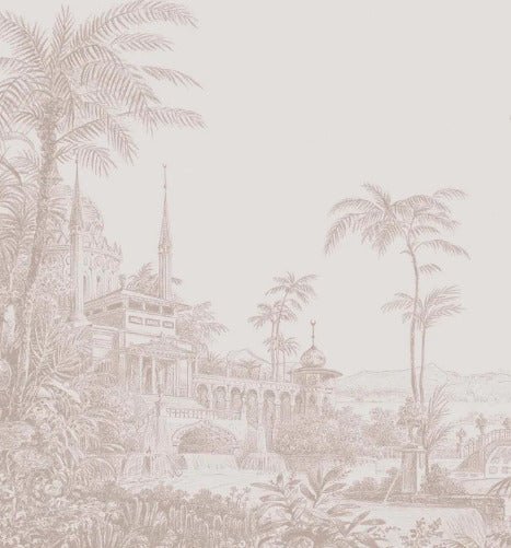 Papier peint jungle temple monochrome, XXL, tendance