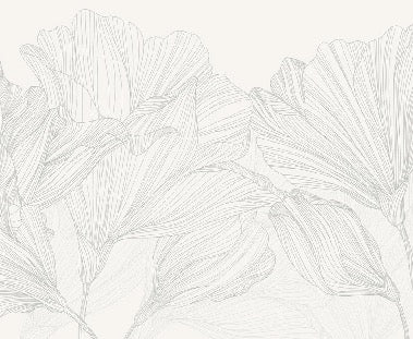 Panorama-Tapete grau und weiß Blumenwalzer