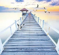 Papier peint trompe l’œil Ponton vue sur mer, XXL, tendance