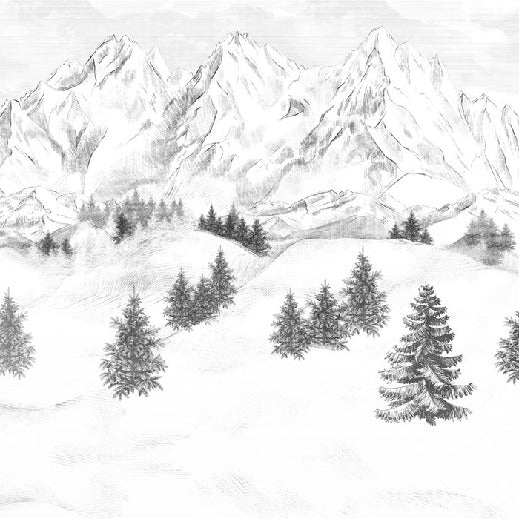 Papier peint montagne sommets de Chamonix, mural concept, tendance