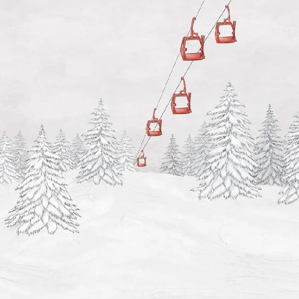 Carta da parati rossa per gondola di montagna