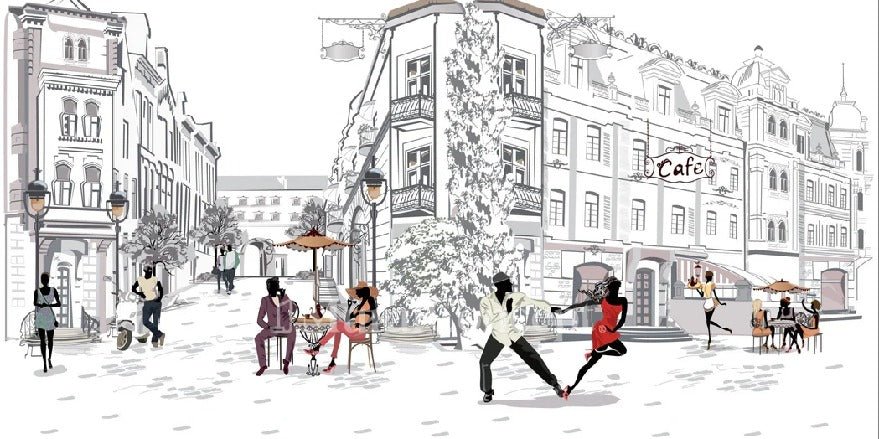 Papier peint restaurant balade parisienne, XXL, tendance