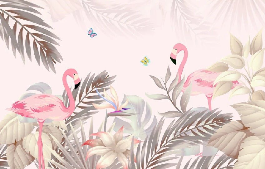 Tapete Palme & Rosa Flamingo
