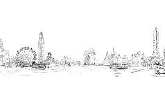 Papier peint noir et blanc monument du monde, XXL, tendance