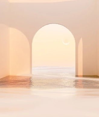 Carta da parati panoramica con arco al tramonto