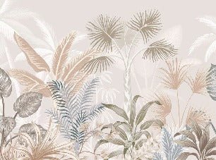 Panoramic terracotta jungle wallpaper