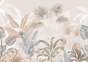 Papier peint salle de bain jungle terracotta