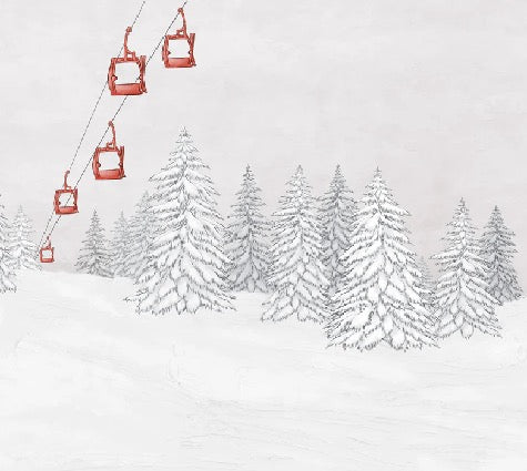 Carta da parati rossa per gondola di montagna