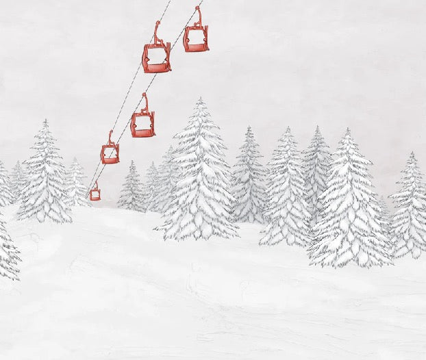 Papel pintado góndola roja montaña