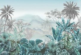 Papier peint tendance tropical bleu, XXL, tendance