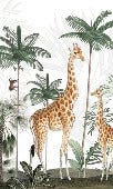 Papier peint famille girafes