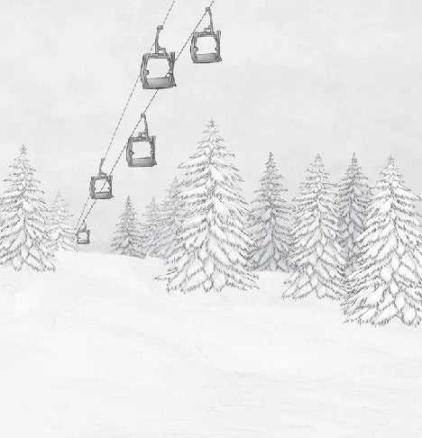 Carta da parati in bianco e nero per gondola di montagna