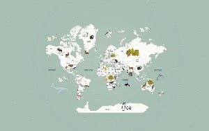 Papier peint Carte du monde en Francais enfant vert, XXL, tendance
