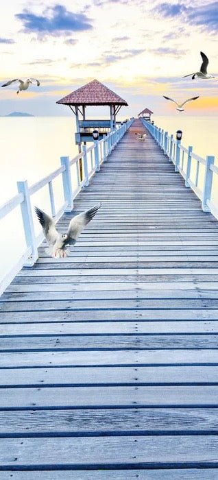 Papier peint trompe l’œil Ponton vue sur mer, XXL, tendance
