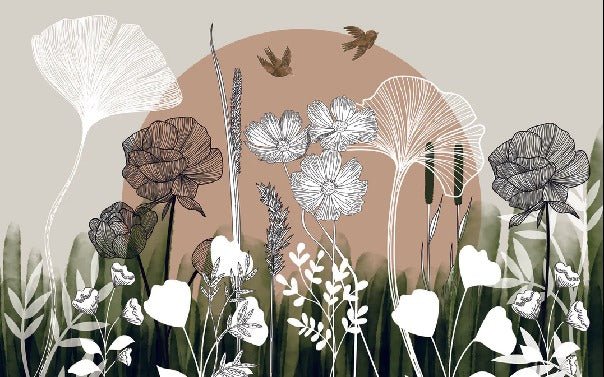 Panorama-Tapete Blumenillustration