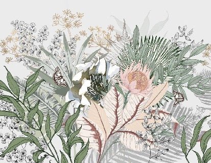 Papier peint panoramique floral botanic, XXL, tendance
