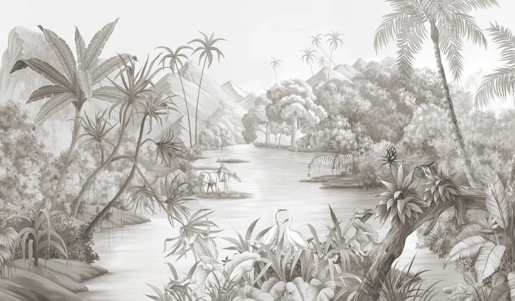 Papier peint panoramique jungle pittoresque