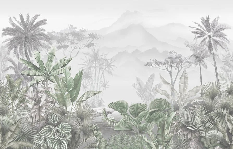 Papier peint tendance tropical vert