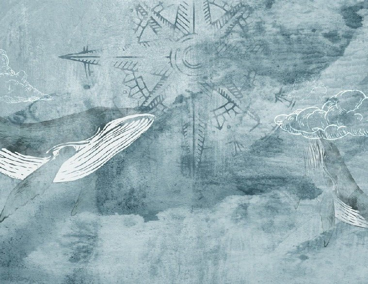 Papier peint enfant baleine en mer