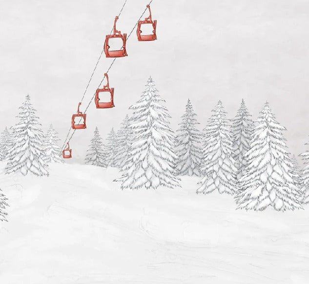 Papier peint montagne télécabine rouge, XXL, tendance