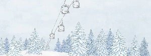 Tapete Berge Gondelbahn blau