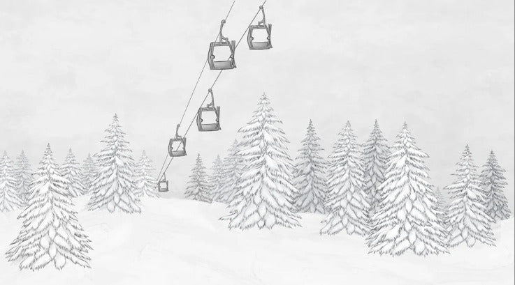 Papel pintado blanco y negro góndola montaña